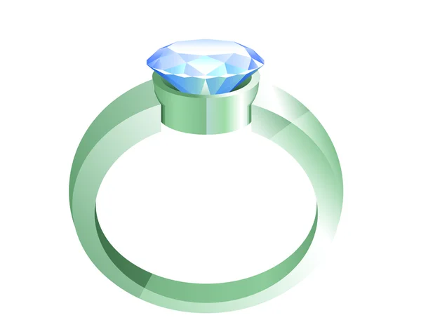 Srebrny pierścionek z diamentów — Wektor stockowy