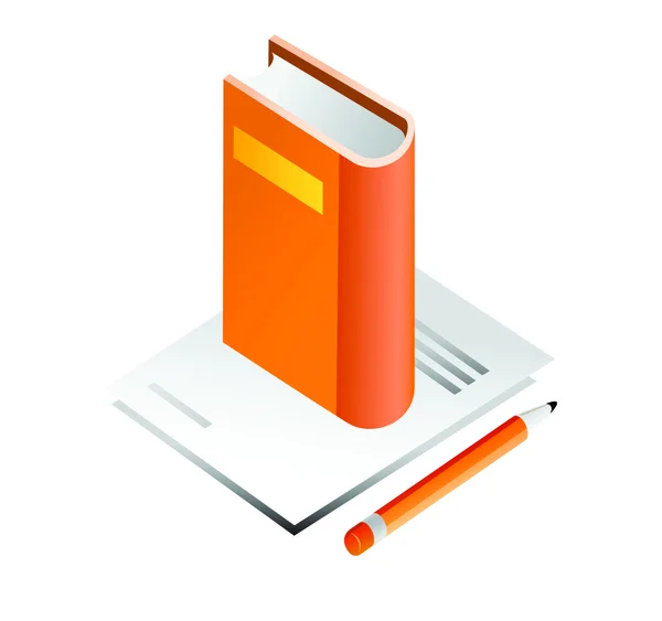 Libro con lápiz — Vector de stock