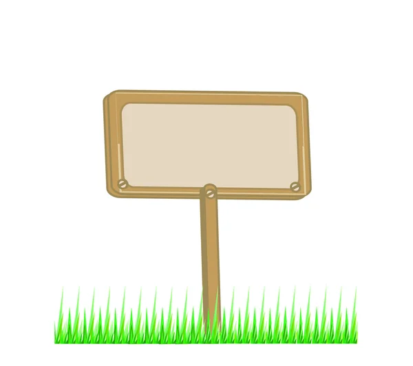Tablero de madera con hierba — Vector de stock