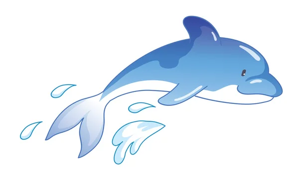 Delfin kreskówka wyskakując z wody — Wektor stockowy