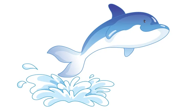 Cartoon dolphin jumping out of water — Stock Vector