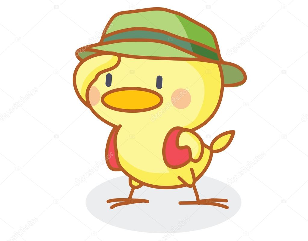 Cute cartoon chick wearing a hat