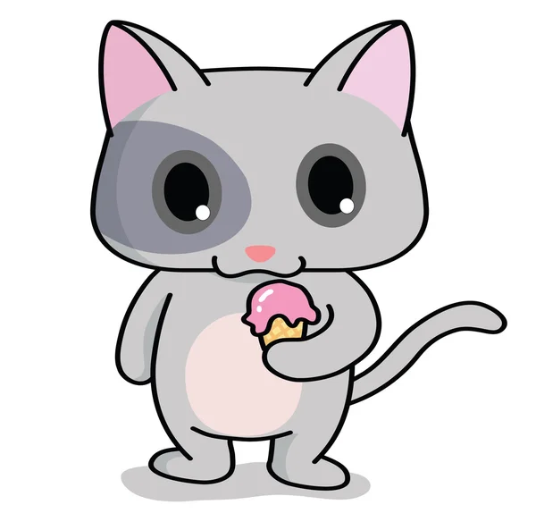 Cartoni animati gatti divertenti godere di gelato — Vettoriale Stock