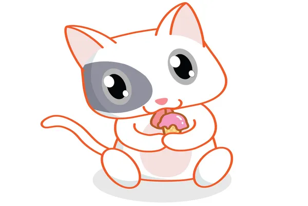 Lindo gato de dibujos animados comiendo helado — Archivo Imágenes Vectoriales