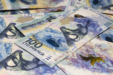 Soçi 2014 Kış Olimpiyat Oyunları Hatıra banknotes100 ruble. arka plan.