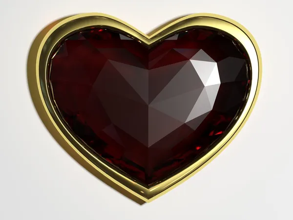 Ruby in the form of heart on a white background — Stock Photo, Image