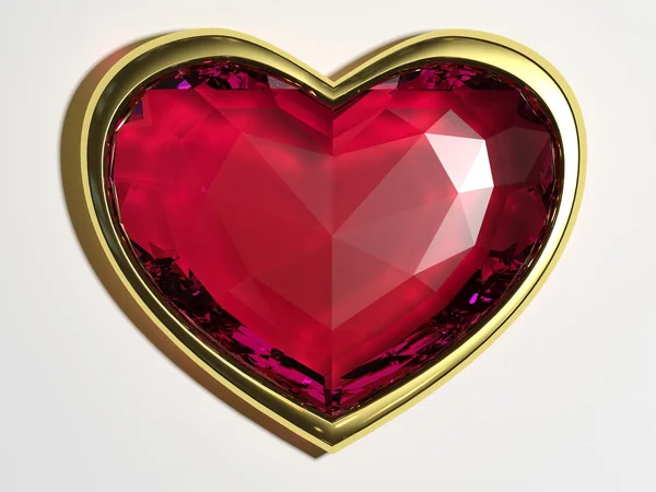 Ruby heart on a white background — Stock Photo, Image