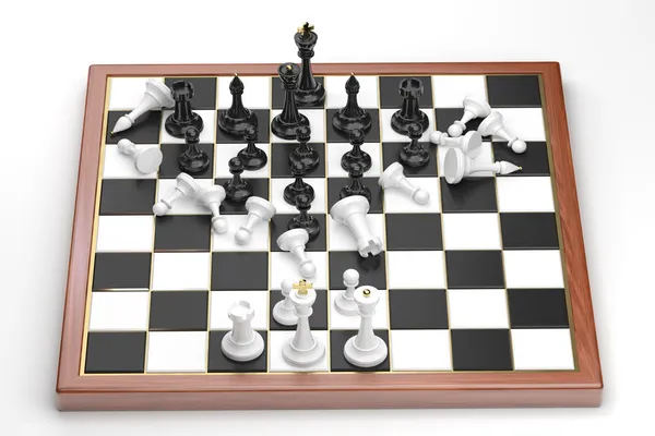 Rush of black chess figures — Stock Photo, Image