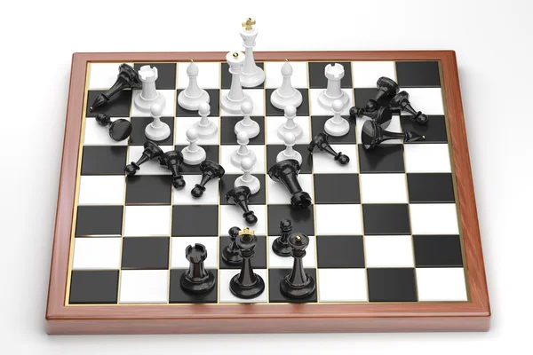 Rush of white chess figures — Stock Photo, Image