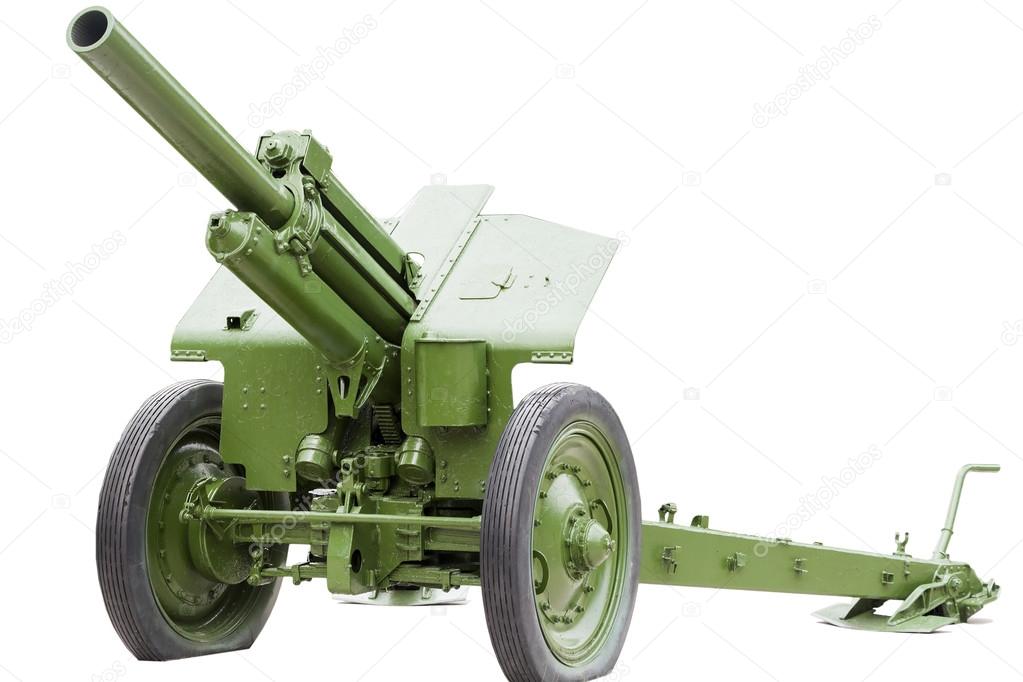 Soviet 122 mm howitzer M1938 (M-30) from period World War II. Fr