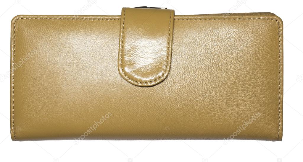 Yellow purse from a genuine leather