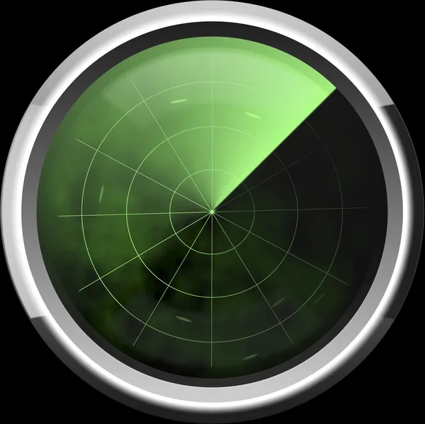 Screen of a radar in green tones — Stock Photo, Image