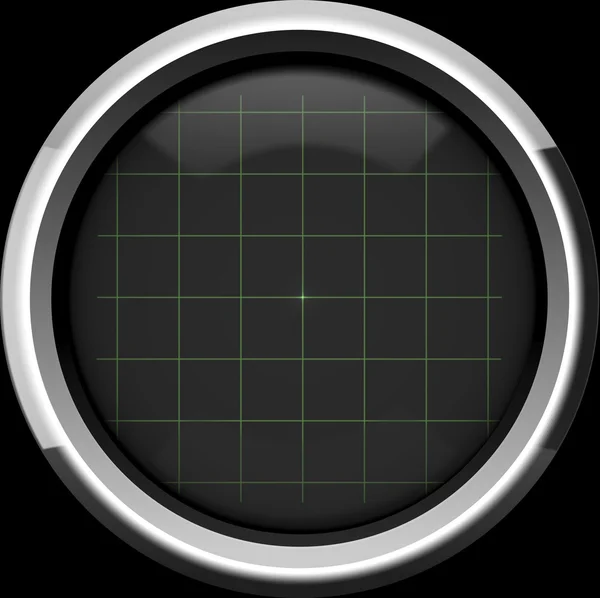 Prázdná obrazovka osciloskop u mřížky v zelené barvě — Stock fotografie