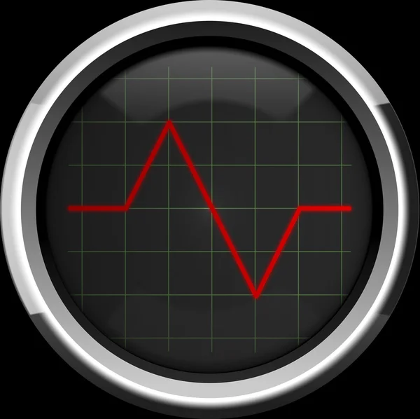 Polso rosso sul monitor cardiaco o sullo schermo dell'oscilloscopio — Foto Stock