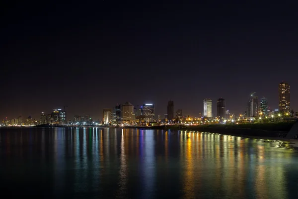 Tel aviv nacht panorama Stockafbeelding
