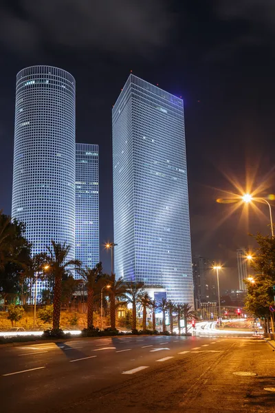 Tel Aviv 's nachts Rechtenvrije Stockafbeeldingen