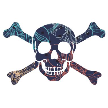 illüstrasyon kafatası ve çiçek