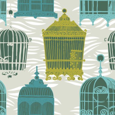 vintage birdcages ile desen