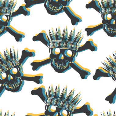 kafatasları, kemik ve kron ile desen