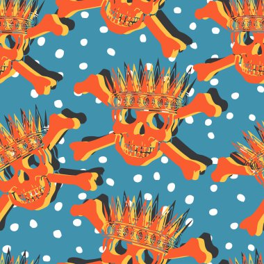 kafatasları, kemik ve kron ile desen