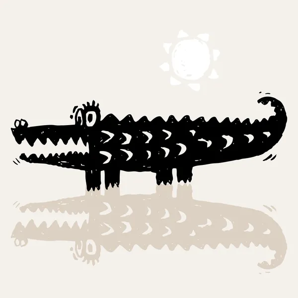 Vector cartoon illustration with  crocodil — Stock Vector