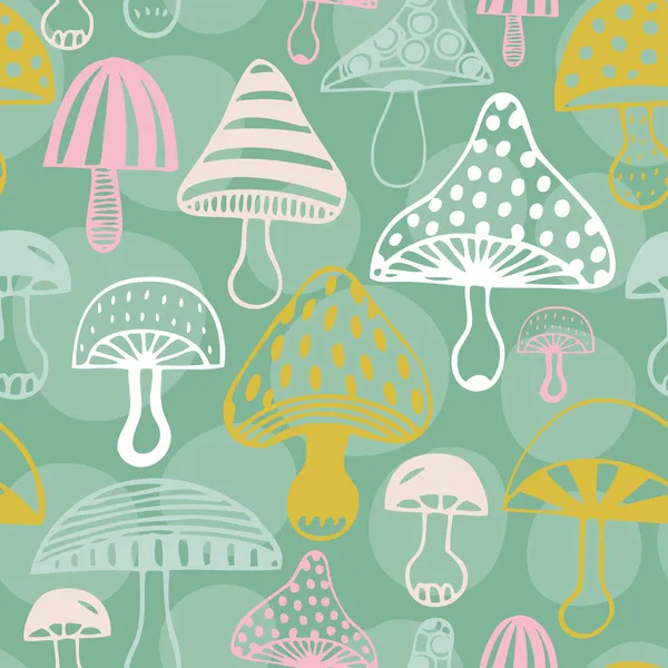 Pattern with decorative mushrooms — Stock Vector