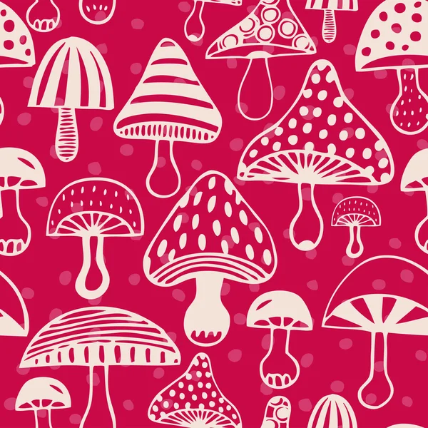 Pattern with decorative mushrooms — Stock Vector