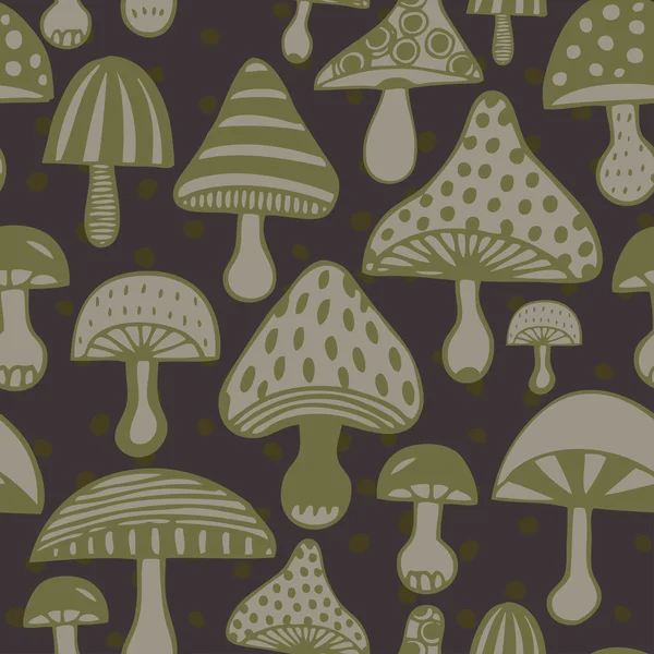 Pattern with decorative mushrooms — Stock Vector