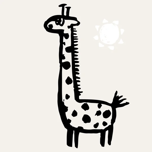 Vectorillustratie met giraffe en vogels — Stockvector