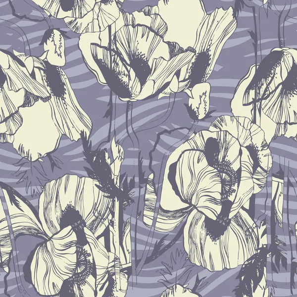 矢量无缝模式与罂粟花朵 — 图库矢量图片