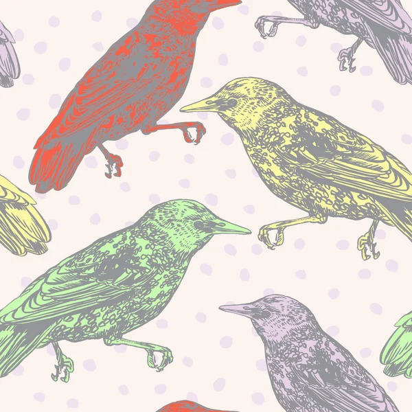 Vektor sömlöst mönster med fåglar — Stock vektor