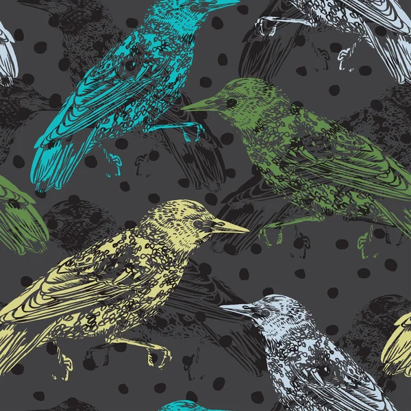 Διάνυσμα απρόσκοπτη μοτίβο με πουλιά — Διανυσματικό Αρχείο