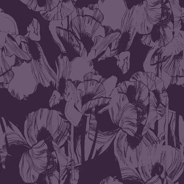 Patrón sin costuras con flores de amapola — Archivo Imágenes Vectoriales
