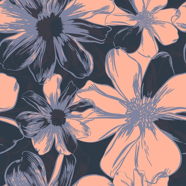 带花的矢量无缝图案 — 图库矢量图片
