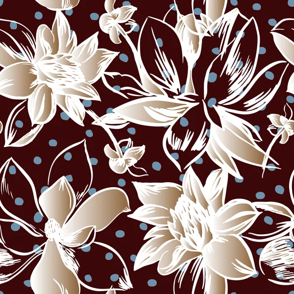 Vector naadloos patroon met bloemen — Stockvector