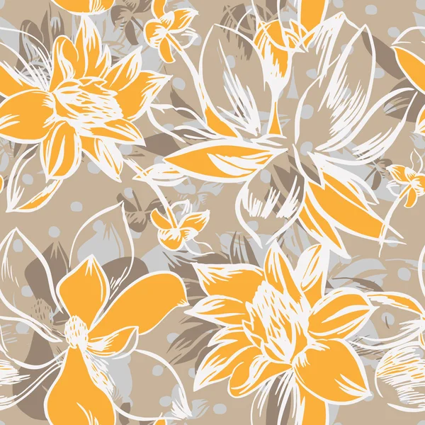 Vector seamless pattern with flowers — Stock Vector