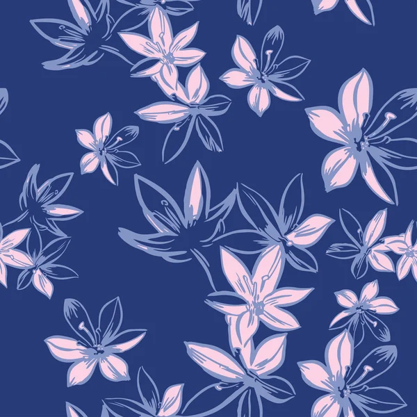 Vector seamless pattern with flowers — Stock Vector