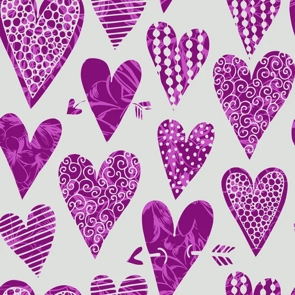 Vector seamless pattern with decorative hearts — Stock Vector