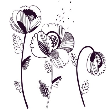 vektör çizim ile dekoratif çiçek