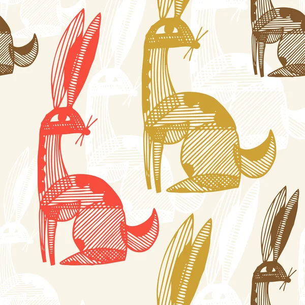 Vektor sömlöst mönster med kaniner — Stock vektor
