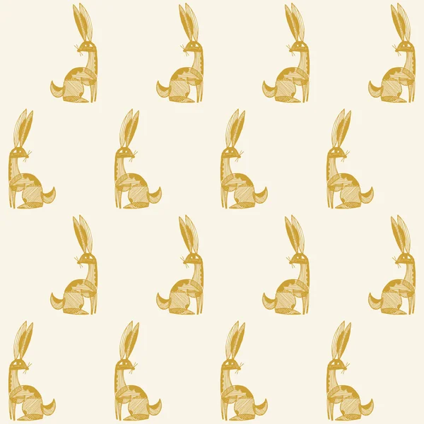 Vector seamless pattern with rabbits — Stock Vector