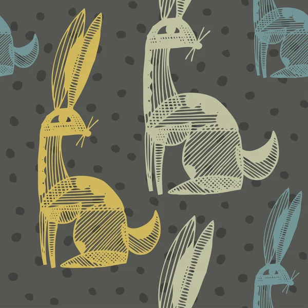 Vector seamless pattern with rabbits — Stock Vector