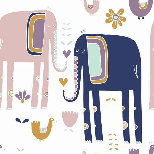 Modèle avec des éléphants — Image vectorielle