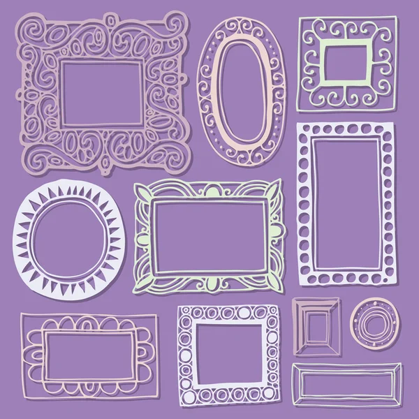 Vintage picture frames and photo frames — Stock Vector