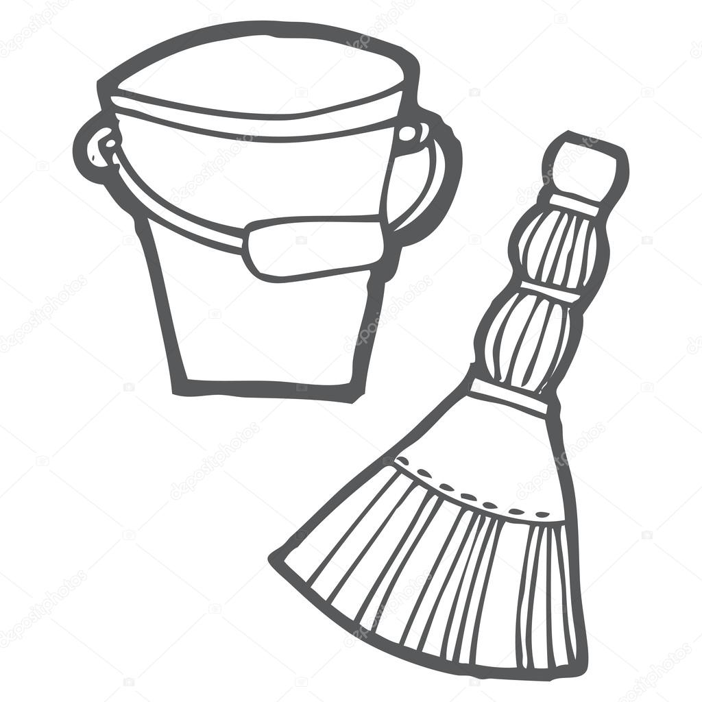 Bucket and broom