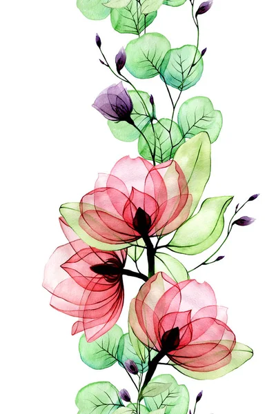 Υδατογραφία Αδιάλειπτη Gordur Διαφανή Λουλούδια Ροζ Λουλούδια Από Άγριο Τριαντάφυλλο — Φωτογραφία Αρχείου