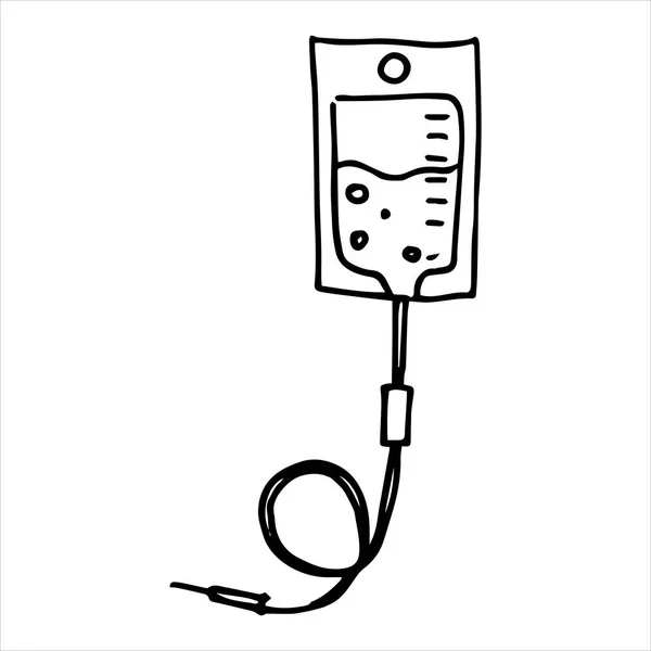 Einfache Vektor Doodle Zeichnung Medizinischer Tropfer Medizin Thema Klinik Krankheit — Stockvektor