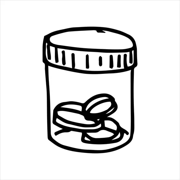 Dibujo Estilo Garabato Vector Simple Empacar Con Pastillas Medicamentos Tema — Archivo Imágenes Vectoriales