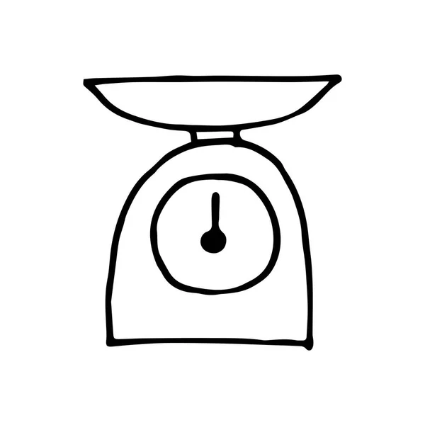 Векторный Рисунок Стиле Каракулей Кухонные Весы Кухонные Принадлежности Весы — стоковый вектор