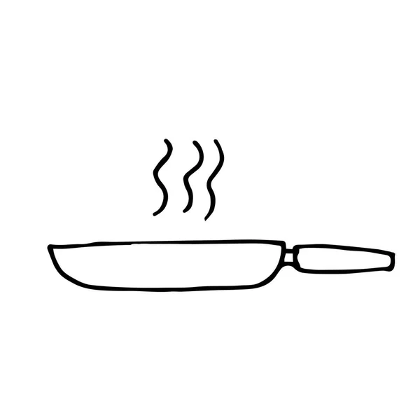 Desenho Vetorial Estilo Doodle Panela Utensílios Cozinha Frigideira Quente Clipart —  Vetores de Stock